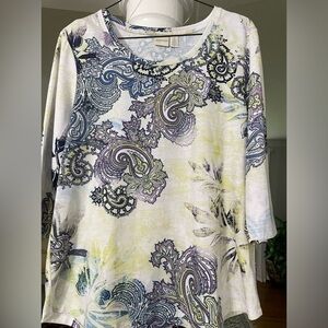 Zenergy by Choice women’s Mixed paisley Multi color, Details, pull on Tee